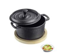 Westmark Tapas + Friends Petite casserole en fonte avec couvercle, convient à tous les types de feux, y compris l'induction et le barbecue, avec dessous de plat en bambou, fer, 250 ml