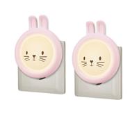 Wetry Veilleuse Enfant LED sur Prise, Automatique Lampe Lapin Chambre Bébé | Capteur Crépusculaire, Efficacité énergétique, Lot de 2, 3000K, Cadeau Nouveau-né Fille