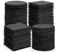 WEWINK PLUS Lot de 60 dessous de verre ronds vierges en ardoise rustique, 10,2 cm, noir, 30 sous-verres carrés en pierre pour gravure laser, graveur, table basse, décoration d'intérieur, bar, cadeaux