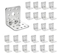 WEXFFU Équerre d'assemblage Renforcée 40x40mm, Support en L Fer Galvanisé | Épaisseur 1,6mm, Lot de 24 Pièces avec Trous 4mm et 8,5mm, Équerre pour Meubles, Étagères, Menuiserie, Fixation Bois