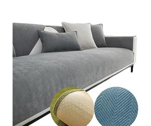 WEYSHHT Housse de Canapé Protectrice en Chenille à Chevrons, Herringbone Chenille Fabric Furniture Protector Sofa Cover, 2023 New Universal Non Slip Couch Cover, Funny Fuzzy Couch Cover