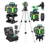 Weytoll Niveau Laser 16 Lignes IP54 Niveau à Bulle, Batterie 2400 mAh x 2, avec Trépied Télescopique pour Pose de Carrelage, Séparateurs d'Installation, Kit Laser en Croix Vert