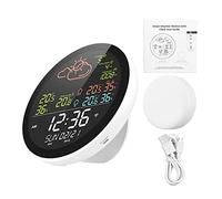 Weytoll Station météo intelligente avec horloge température et humidité mètre multifonctionnel grand écran couleur horloge météo Temp. & Jauge d'humidité avec 3 capteurs