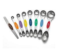 Wezvix Lot de 8 cuillères à mesurer magnétiques en acier inoxydable double face empilables avec un niveau pour mesurer les ingrédients secs et liquides