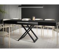 WFL GROUP Height-Adjustable and Extendable Coffee Table Cavetta U Black - Multifunctional Living Room Dining Table 120-200/80/27-76 cm - Made in EU - Black