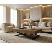WFL GROUP Height-Adjustable and Extendable Coffee Table Cavetta U Black - Multifunctional Living Room Dining Table 120-200/80/27-76 cm - Made in EU - Wood