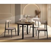 WFL GROUP Round Extendable Dining Table with Black Metal Frame - Table with Black Metal Legs in Loft Style - Space-Saving Table for Living Room, Dining Room Or Kitchen - Lefkas Oak - 100 to 180 cm
