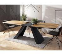 WFL GROUP Table-à-Manger Extensible Monte Design Moderne, Table Rectangulaire - Extensible De 180 Cm à 220 Cm, Pieds Métalliques Noirs Revêtus De Poudre - 180x90 Cm - Chêne Craft