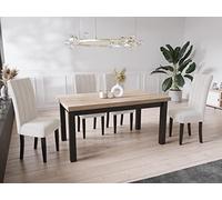 WFL GROUP Table à Manger Extensible Rectangulaire Moderne - Gain De Place - Pieds en Bois Noir - Fabriqué en UE - 140 X 80 Cm - Chêne Sonoma