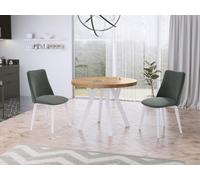 WFL GROUP Table à Manger Extensible Ronde Designer - Style Loft, Industriel, Peu Encombrant - Pieds Blanc - 100 à 200 Cm - pour 5-10 Personnes - Fabriqué en UE - Chêne Wotan - 200 Cm