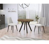 WFL GROUP Table à Manger Extensible Ronde Designer - Style Loft, Industriel, Peu Encombrant - Pieds Noirs - 100 à 200 Cm - pour 5-10 Personnes - Fabriqué en UE - Chêne Lefkas - 200 Cm