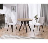 WFL GROUP Table à Manger Extensible Ronde Designer - Style Loft, Industriel, Peu Encombrant - Pieds Noirs - 100 à 200 Cm - pour 5-10 Personnes - Fabriqué en UE - Chêne Sonoma - 200 Cm