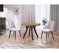 WFL GROUP Table à Manger Extensible Ronde Designer - Style Loft, Industriel, Peu Encombrant - Pieds Noirs - 100 à 200 Cm - pour 5-10 Personnes - Fabriqué en UE - Chêne Lancelot - 200 Cm
