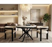 WFL GROUP Table à Manger Extensible Ronde - Table Style Loft avec Pieds en Métal - 100 à 180 Cm - Table Carré Style Industriel pour Le Salon - Compacte - Blanc - 90 Cm