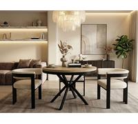 WFL GROUP Table à Manger Extensible Ronde - Table Style Loft avec Pieds en Métal - 100 à 180 Cm - Table Ronde Style Industriel pour Le Salon - Compacte - Chêne Sonoma - 100 Cm