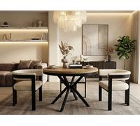 WFL GROUP Table à Manger Extensible Ronde - Table Style Loft avec Pieds en Métal - 90 à 170 Cm - Table Ronde Style Industriel pour Le Salon - Compacte - Chêne Craft - 90 Cm