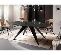 WFL GROUP Table à Manger Extensible Style Loft - Table Industrielle avec Pieds Métalliques Noirs - Design Moderne pour Salon - 160 Cm Extensible à 200 Cm - Marbre Noir