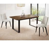WFL GROUP Table à Manger Rectangulaire pour Salon - Style Loft Industriel avec Pieds en Métal Noir - Table à Manger Extensible De 160 Cm à 240 Cm - Fabriqué en UE - 160 X 90 Cm - Chêne Lefkas