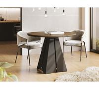 WFL GROUP Table à Manger Ronde Extensible avec Piètement Métallique Noir - Table Industrielle Moderne pour Salle à Manger Ou Cuisine - 100 Cm à 180 Cm - Fabriqué en UE - Chêne Lefkas