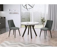 Table à Manger Ronde Extensible Designer - Style Loft, Industriel, Peu Encombrant - Pieds Noirs - 100 à 200 Cm - Pour 5-10 Personnes - Fabriqué En Ue