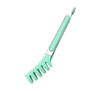 Wfq836 Pince à pâtes en acier inoxydable avec pointes en silicone, pince de service antidérapante pour pâtes, spaghettis, cuisine, pâtisserie, ustensiles de barbecue Wfq836 (vert, 25,7 x 5,8 cm)