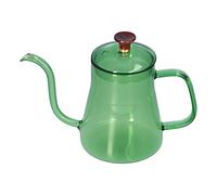 WGFOIP Bouilloire à Long Bec, Grande capacité, Cafetière en Verre Résistant à la Chaleur pour la Cuisine, Cristal à Haute Teneur en Borosilicate de 350ml (Verte)