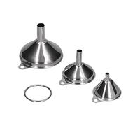 WGFOIP Ensemble D'Entonnoirs en Acier Inoxydable 3 Pièces, Entonnoirs de Remplissage de Bouteilles avec Boucle D'anneau de Queue pour le Stockage de L'huile et du Vinaigre