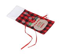 WGFOIP Housse pour Bouteille de Vin avec Motif Luxueux à Grille Carrée pour Fêtes de Noël, Tissu et Velours 14,2 X 6,3 Pouces, 1 unité (Chèque rouge et noir)