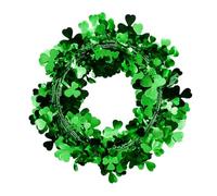 Whakano Lot de 2 guirlandes de trèfle - 7 m - Vert - Décoration à suspendre - Guirlande métallique pour décoration de table murale - Festival irlandais - Décoration de maison, mariage, fête, carnaval