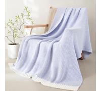 Whale Flotilla Couverture Polaire Tricotée Multicolore 130 x 170 cm | Plaid Jeté de Canapé, Couverture de Lit Douce et Chaude, Légère pour Toutes Saisons, Lilas
