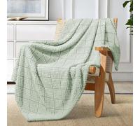 Whale Flotilla Plaid Polaire Couverture pour Canapé 130x150 cm Vert Clair | Jeté de Canapé en Jacquard Gaufré, Couverture Décorative pour Fauteuil et Lit, Légère, Douce et Moelleuse, Toutes Saisons