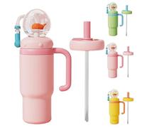 whale fountain tumbler,Gobelet fontaine baleine en acier inoxydable de 710 ml avec poignée - Deux couvercles,anti-déversement,passe au lave-vaisselle,mignon et parfait les enfants,adolescents (C)