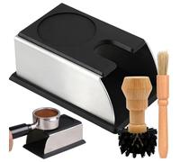 WhaleO Tamper Station Antidérapant, Support pour Nettoyage à Expresso, Tamperstation en Acier Inoxydable et Silicone, Station de Tassage Espresso Tapis Barista pour Porte-Filtres