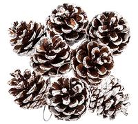 Whaline Lot de 25 Pommes de pin Naturelles de Noël rustiques avec Ficelle - Décoration à Suspendre pour Sapin de Noël, étiquette Cadeau, décoration de fête, 4,1 à 5,1 cm
