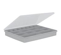 Wham 24050 Boîte de rangement avec 18 compartiments, 38 x 30 x 5 cm, gris clair/transparent