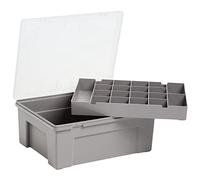 WHAM 5.04.01 Boîte de rangement en plastique avec 19 compartiments Gris clair 38 cm