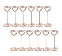 WHAMVOX 12 Pièces Trombones en Métal de Cœur Base Spirale, Clips Porte-numéros de Table et Porte-notes pour Décoration de Mariage Table