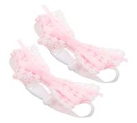 WHAMVOX 2 Pièces Embrasses pour Rideaux Nœud, Dentelle, Polyester Rose | Attaches Élégantes pour Salon et Chambre, Bande Élastique, Anti-glissement, Faciles à Nettoyer