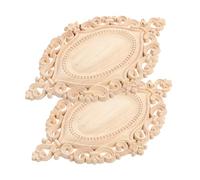 WHAMVOX Applique Bois Sculpté 2pcs pour Ornements Classiques de Portes et Miroirs, Matériau Synthétique Beige, Décoration Polyvalente