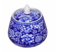 WHAMVOX Bocal de Rangement 870ml en Céramique Couvercle Hermétique Bleue et Blanche Décor Rétro Élégant pour Thé et Infusion Maison ou Cadeau