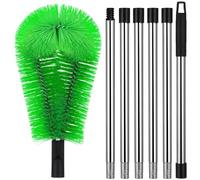 WHAMVOX Brosse de Toiture et Brosse de Gouttière à Manche Télescopique en Acier Inoxydable Vert, Longueur Ajustable, pour Nettoyage de Zones en Hauteur et Élimination de Feuilles et