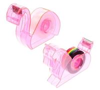 WHAMVOX Dévidoir de Ruban Adhésif Rose en Plastique sans Bavure, Portable et Pratique, Lot de 2 Sets de Sets, Accessoire de Bureau Travail Projets Artistiques