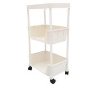 WHAMVOX Étagère à Livres Mobile à 3 Niveaux en PP Blanc, Rotative | Rangement Multi-couches, Classification des Ouvrages, Structure Roulante, Usage Domestique, Format Compact