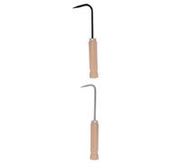 WHAMVOX Outil Manche Bois Manuel en Acier Inoxydable de Désherbage 2 Pièces | Pointe Courbée à Effet Levier, Base Stable pour Extraire les Racines, Usage Jardin et Maison