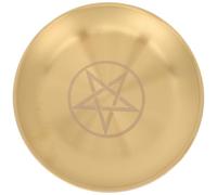 WHAMVOX Plateau à Bougies en Cuivre Or Motifs Pentagramme et Bords Ronds, Surface Lisse, Bougeoir Rituel Simple et Délicat pour Autel ou Présent de Pendaison de Crémaillère