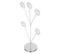 WHAMVOX Porte-Cartes à Pince Résistant aux Taches et Facile à Nettoyer avec Base Ronde en Fer Argenté, Support Arbre Photo Élégant à 5 Branches pour Mariages et Bureau