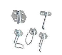 WHAMVOX Porte-outils en Fer Argenté Lot de 5 Set de Set de Crochets Incurvés 25x55mm et 60mm pour Panneau Perforé à Trous Carrés, Organisateur Vetement Suspendu, Rangement Atelier