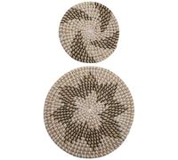 WHAMVOX Suspension Murale en Fibres végétales tressées 2pcs Pendentif de Forme Ronde à Motif géométrique Beige pour décoration de Porche