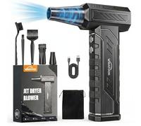WHATOOK A1 Max Souffleur Air Comprimé PC, 4 Vitesse 250000 TR/Min Soufflette Batterie 8000mAh Lumière LED, Mini Souffleur Sans fil Puissant Electrique Bombe Air Sec pour Nettoyage PC, Clavier, Voiture