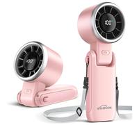 WHATOOK Mini Ventilateur USB Portatif de Bureau - 5 Vitesses Réglables avec Base pour Extérieur, Poche, Voyage Rose